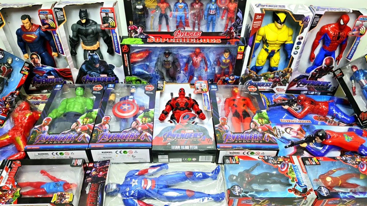 Распаковка фигурок супергероев: Капитан Америка, Человек-паук, Халк, Бэтмен, Росомаха, Дэдпул, Же...