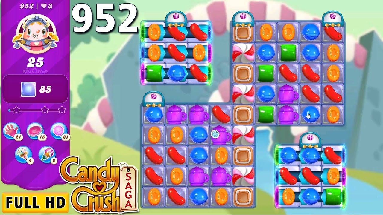 Candy Crush Saga Level-952 [NO BOOSTER] FULL HD Game Play - YouTube