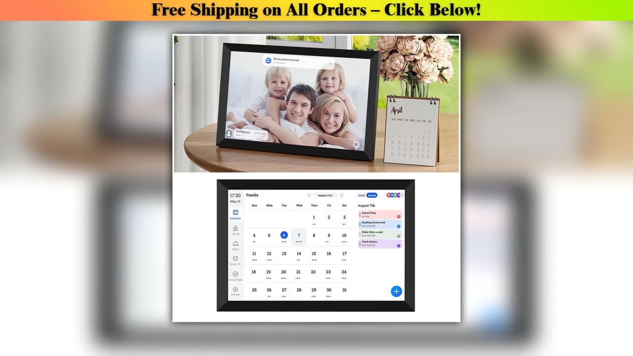10.1in Smart Digital Calendar and Planner HD Touchscreen Smart Calendar with Chore Chart for