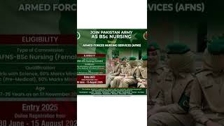 Pak Army BSc Nursing (AFNS) Commission 2025 | Apply by Aug 15 #PakArmyJobs #AFNS2025