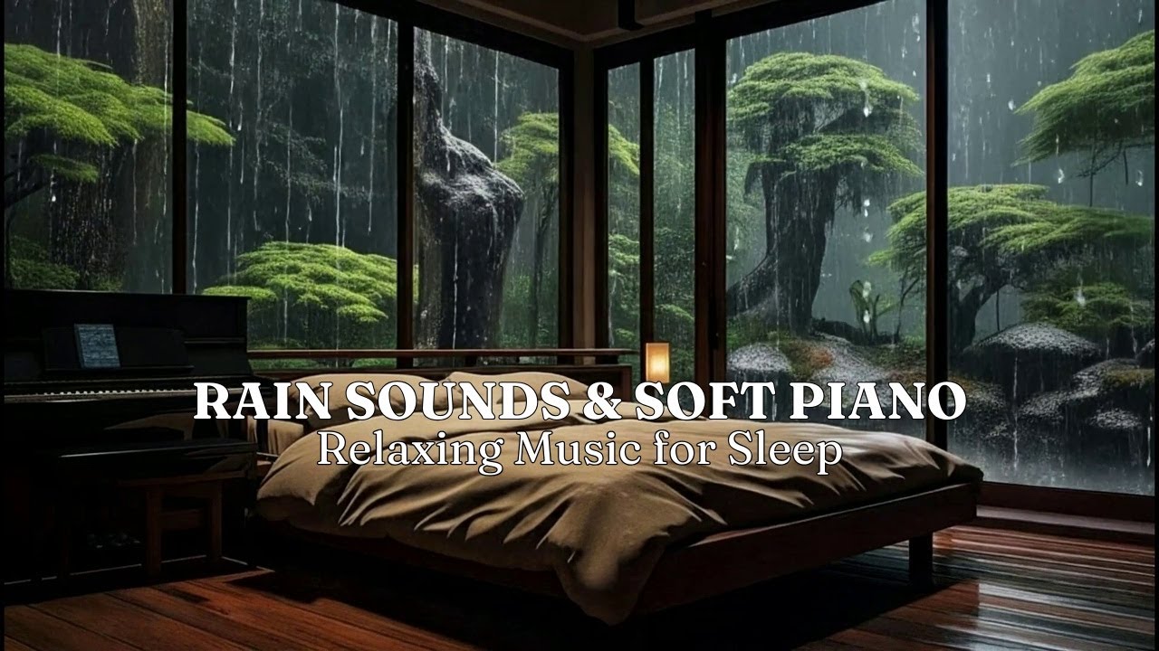 Relaxing Music to Beat Stress & Insomnia | Cozy Bedroom in Foggy Forest with Rain Sounds for Sleep