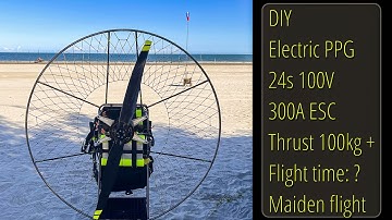 100kg+ thrust DIY electric paramotor - first flight - too much power even for 135kg pilot- NO MUSIC