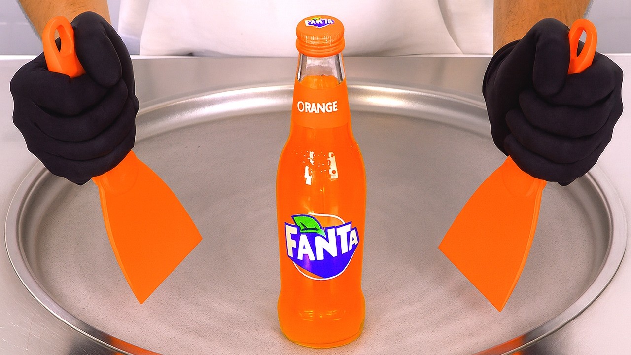Fanta Orange Ice Cream Rolls | ASMR 🥤🍊🍦