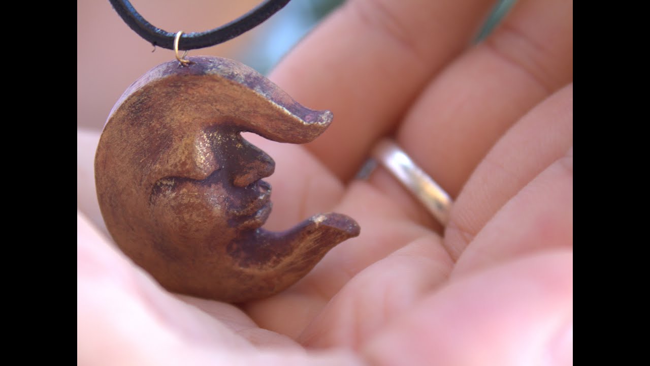 Christmas decorations ideas. How to make a  jewel moon in clay. Sculpting a face. DIY.