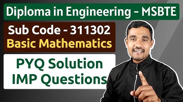 M1 PYQ Solution - 01 | Basic Mathematics - 311302 | MSBTE | Diploma in Engineering