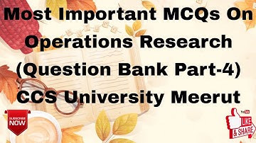 Most Important MCQs On Operations Research (Question Bank Part-4) CCS University Meerut