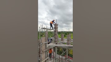 Install formwork for roof column #excavator #column #siteoffice #beam #design #interior #engineering