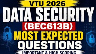 VTU Data Security (BEC613B) Important Questions 2026 | Most Expected Questions.