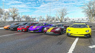 McLaren 720S vs 812 Superfast vs 911 GT2 RS vs 488 Pista vs Ford GT vs Lambo Aven SV | FH4 Drag Race