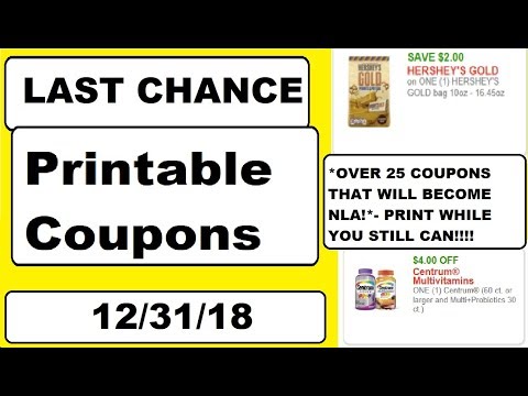 LAST CHANCE Printable Coupons!- 12/31/18