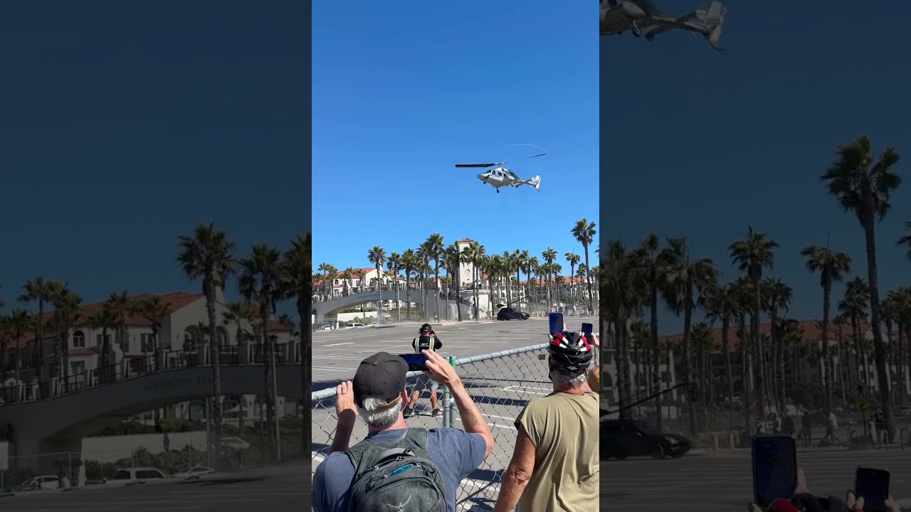 Helicopter suffers mechanical failure during approach for Car-n-Copters event in Huntington Beach.