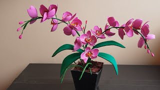 Orhidee din hartie buretata (orchid flower foam sheet)