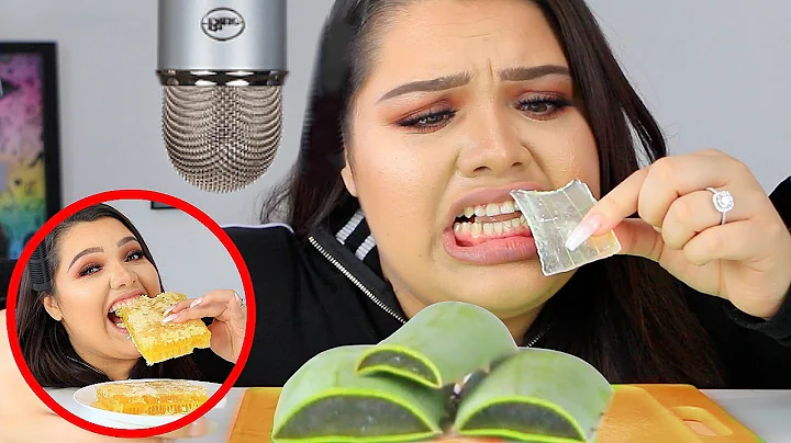 I Tried ASMR.. Eating Raw Honeycomb, Slime, Aloe V...