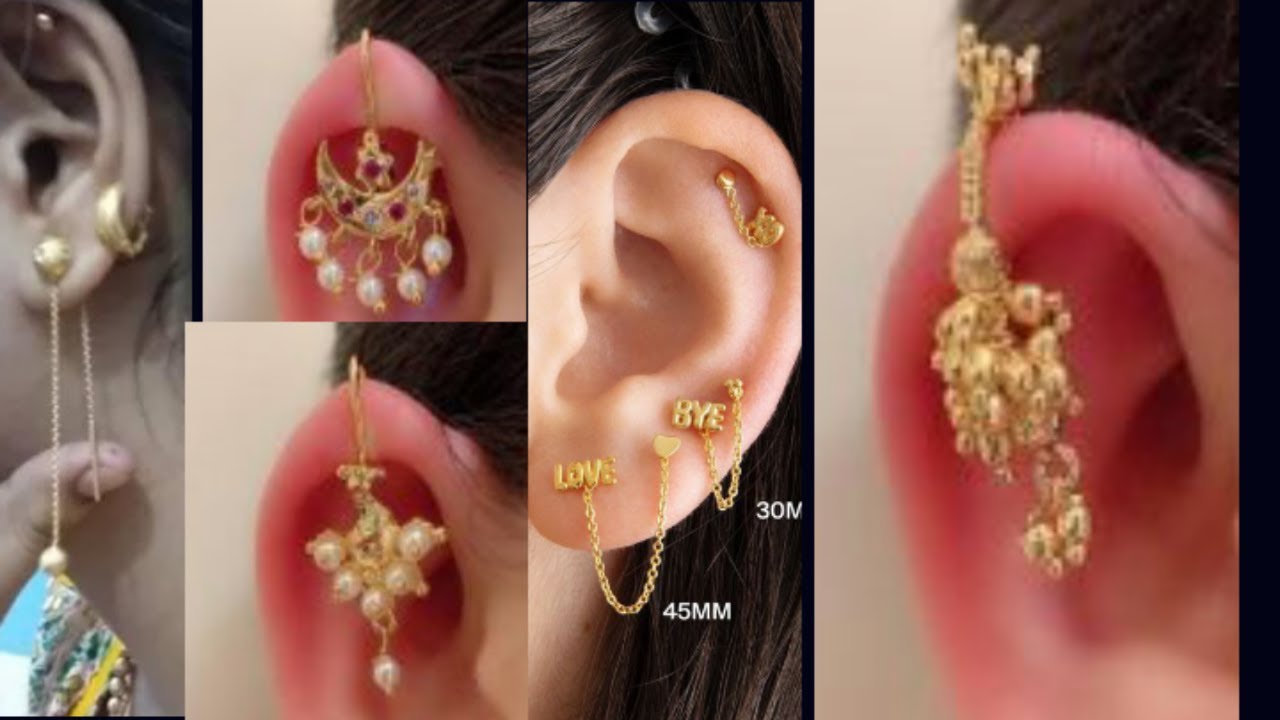 Chain Double Stud Earring 14K Gold | Musemond
