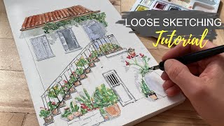 ASMR Painting: Loose Line & Wash Ink and Watercolor Sketching Basics | Real Time Sketching Tutorial