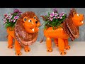 Recycling Plastic Bottles into Lion Planter Pots For Small Garden | Garden Ideas