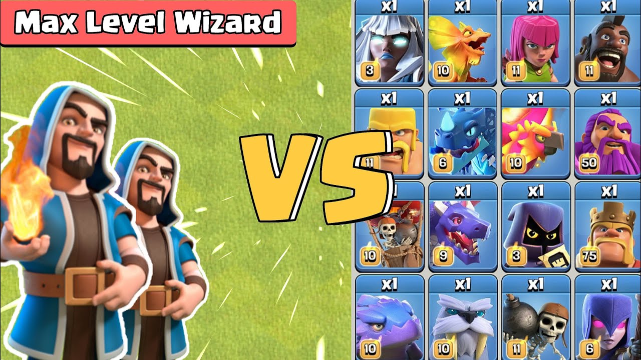 Wizard vs all max level Troops & Pets & Heroes - clash of clans