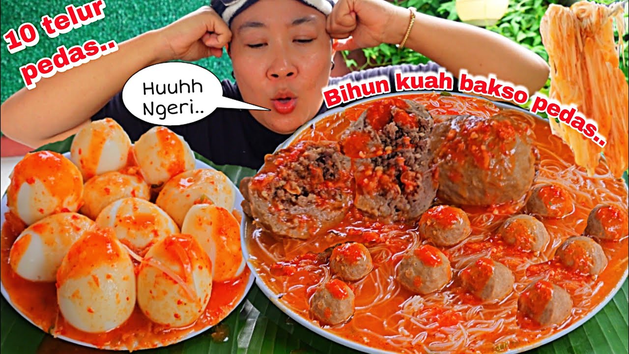 NGERI NGERI SEDAP 🤤🤣🥵‼️BIHUN KUAH BAKSO PEDAS, PAKAI 10 BUTIR TELUR BUMBU PEDAS