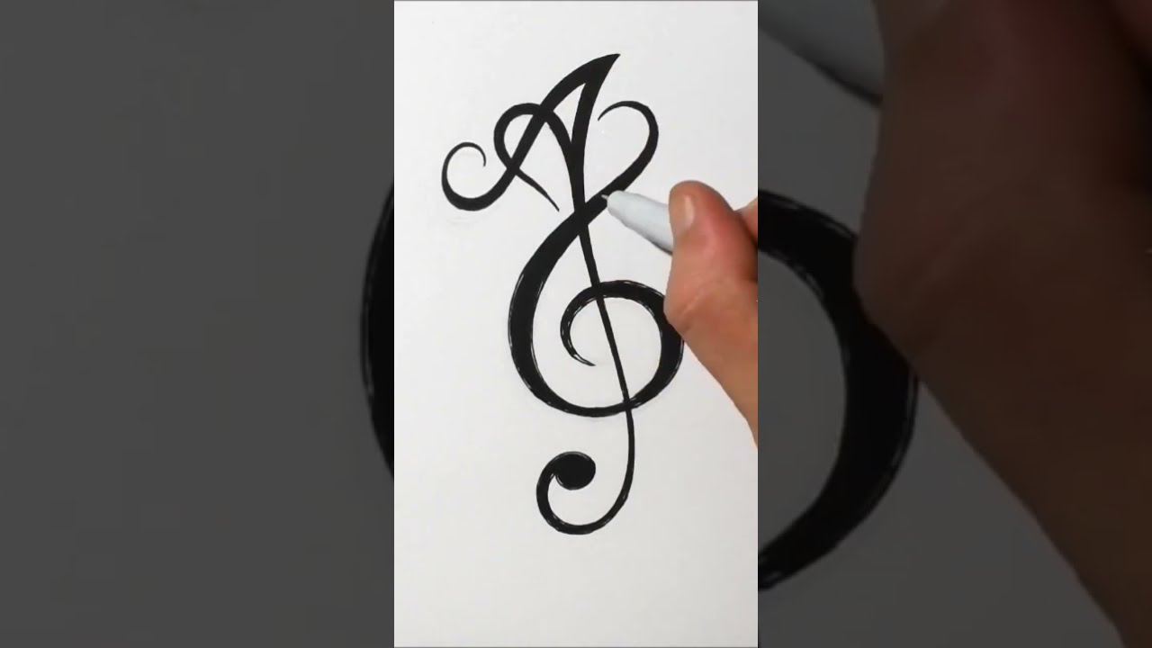 Clef Treble Tattoo Music, Of G Clef, dragon, monochrome png | PNGEgg