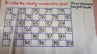 NURSERY || MATHEMATICS || WRITE THE MISSING NUMBERS (71-100) || VIDEO 3 || [ANNUAL EXAM]