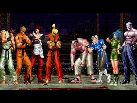 [KOF Mugen] RYU, OROCHI IORI, KEN & RYO SAKAZAKI TEAM VS LEONA, CHUN LI ...