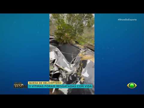 Helicóptero cai em área de mata, e vítima entra em contato com PM