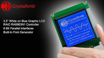 White on Blue 128x128 Graphic LCD Display with Text or Graphic Modes