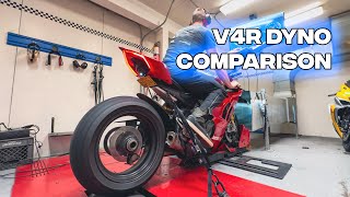 Ducati V4R vs V4 Dyno Comparison AND V4R Stock vs UpMap vs BT Moto Dyno Comparison