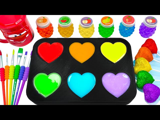 Satisfying Video Rainbow Mixing Lollipop & Color EGGS From Rainbow Magic Slime Heart & Cutting ASMR