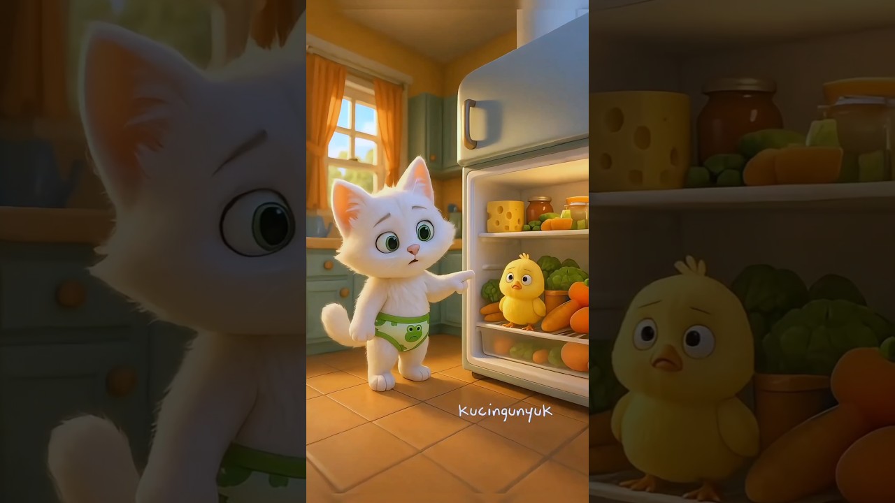 Kucing lucu dan anak ayam 