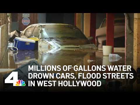 Damage to streets, cars, homes after water main break in West Hollywood