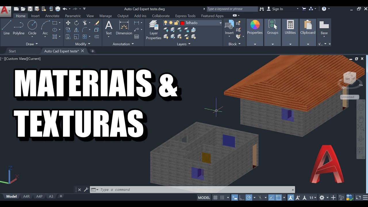 Inserindo Materiais e Texturas no AutoCAD 3D - YouTube