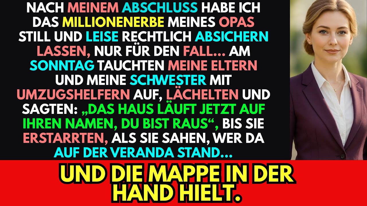 „Du musst bis heute Abend raus sein“, sagte meine Schwester lächelnd, als sie mit einem Umzugswagen vor Opas Haus vorfuhr. Meine Eltern standen hinter ihr, um die Couch rauszutragen. Sie hatten...