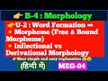 Inflectional vs. Derivational morphology in hindi || MEG-04 || word formation (morphemes it&#39;s types