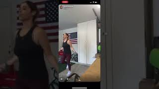 Practicing skipping rope in my garage.