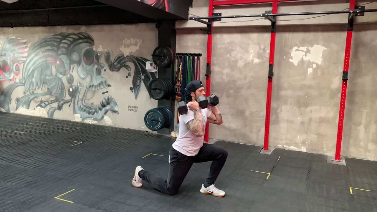 Dual DB Front Rack Reverse Lunge - YouTube