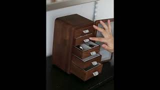 Walnut Jewelry Box Wooden Makeup and Accessories Organizer with 6 Drawers and Swing Door
