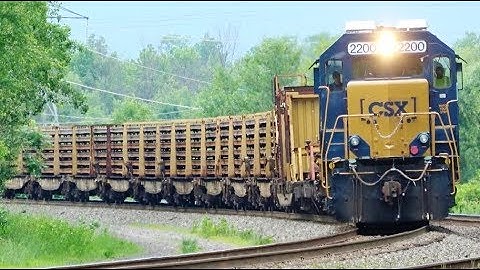 EMD Road Slug Leads CSX Welded Rail Train 4K