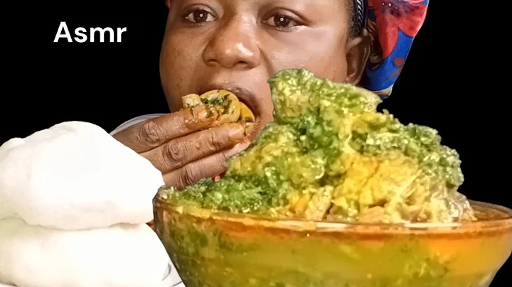 African Food mukbang asmr//cook and eat with me vegetables waterleaf soup with fufu Nigeria mukbang