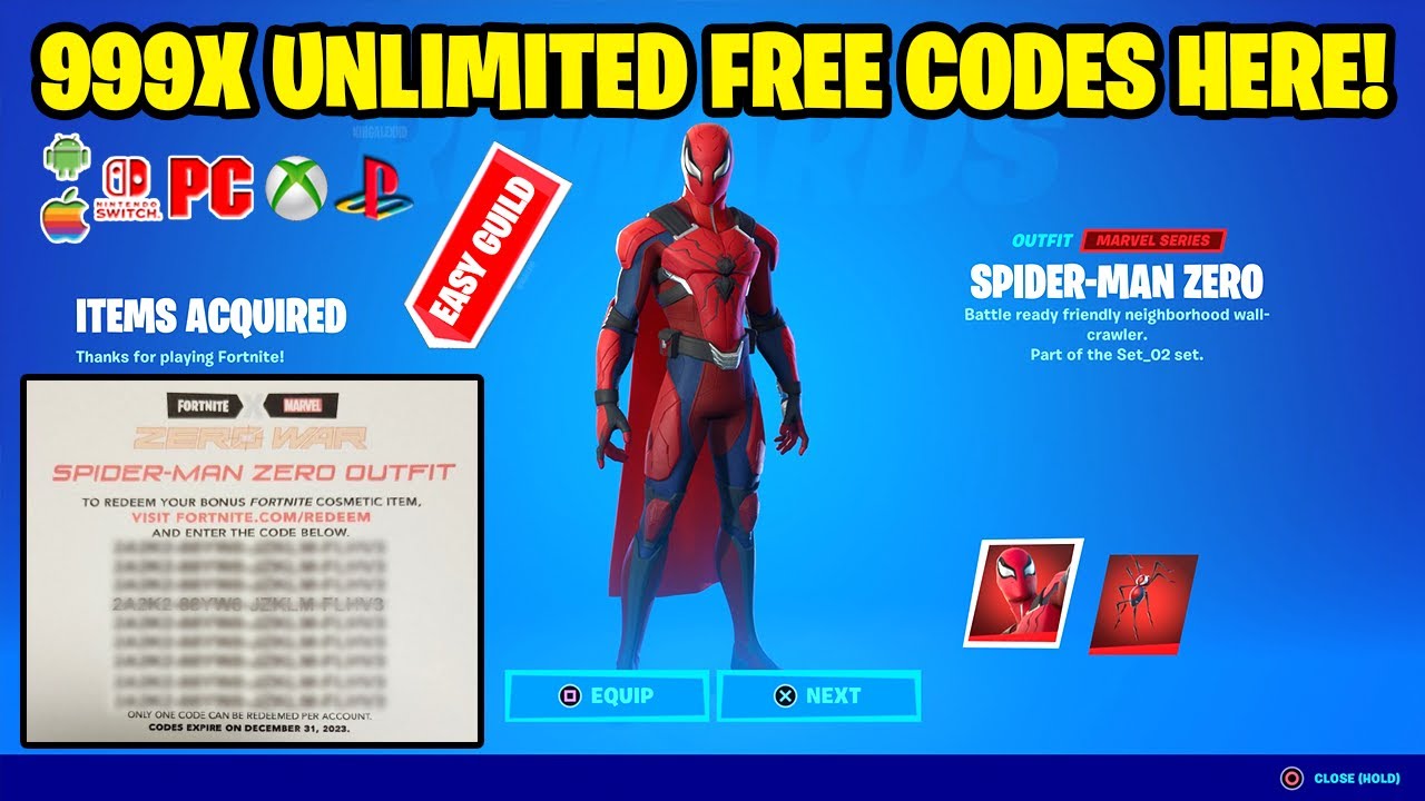 How To Get SpiderMan Zero Skin FREE CODES in Fortnite! (UNLIMITED FREE