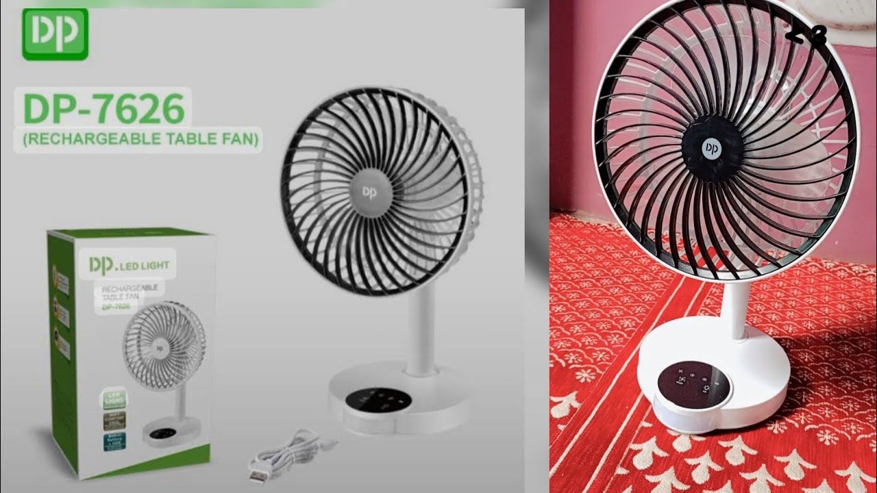 Dp 7626 on Flipkart best portable rechargeable fan with led light unboxing & review