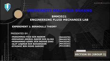 BMM3521 ENGINEERING FLUID MECHANICS LAB (GROUP 2 SECTION 05) (LAB EXPERIMENT 1)