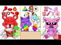 Simon Smoke x Catnap vs CraftyCorn x PickyPiggy ASMR MUKBANG Red Emoticon,Rainbow emoji EATING SOUND
