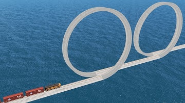 Impossible Double Loop Rail Tracks Vs Trains Crossing Giant Pit - BeamNG.Drive