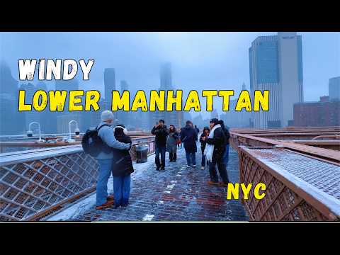 Walking Lower Manhattan 4K ❄️ Snow Storm Begins | Brooklyn Bridge, Financial District & WTC