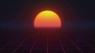 80's Retro Sci-fi Sunrise Grid Stock Motion Graphics
