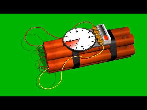 dynamite bomb with clock timer   10 sec time laps  green screen(2020)