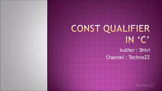 Const Qualifier in C [ Hindi ] [ हिंदी ]