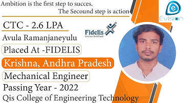Congrats, Ramanjaneyulu | Selected in FIDELIS |2.6 LPA |MECHANICAL ENGINEER, PoY 2022| Krishna, A.P.