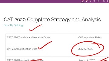 CAT 2020 all timeline dates. Notification Form Admit card Exam Result WATPI and Admission